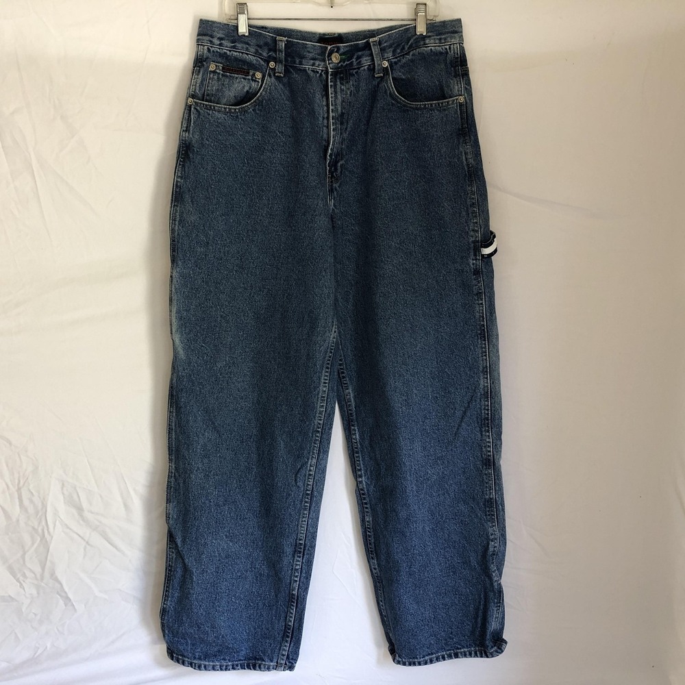 Vintage Tommy Hilfiger Tommy Jeans Mensβ 34x34 Blue Relaxed Wide Leg Logo Y2K